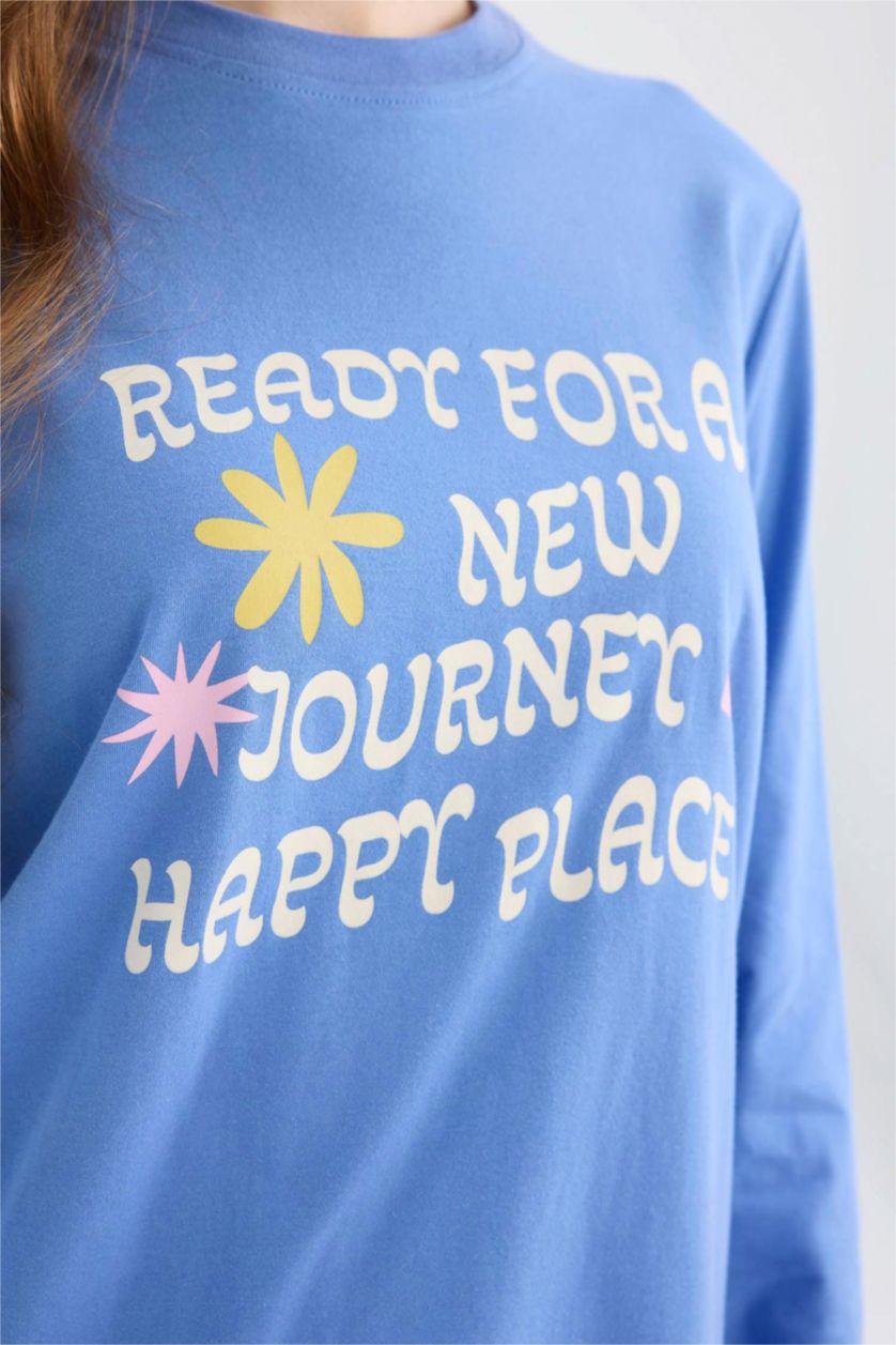 WOMAN Blue Regular Fit Cotton Long Sleeve Tunic