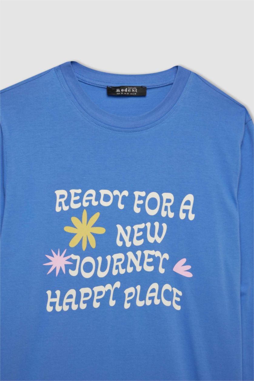 WOMAN Blue Regular Fit Cotton Long Sleeve Tunic