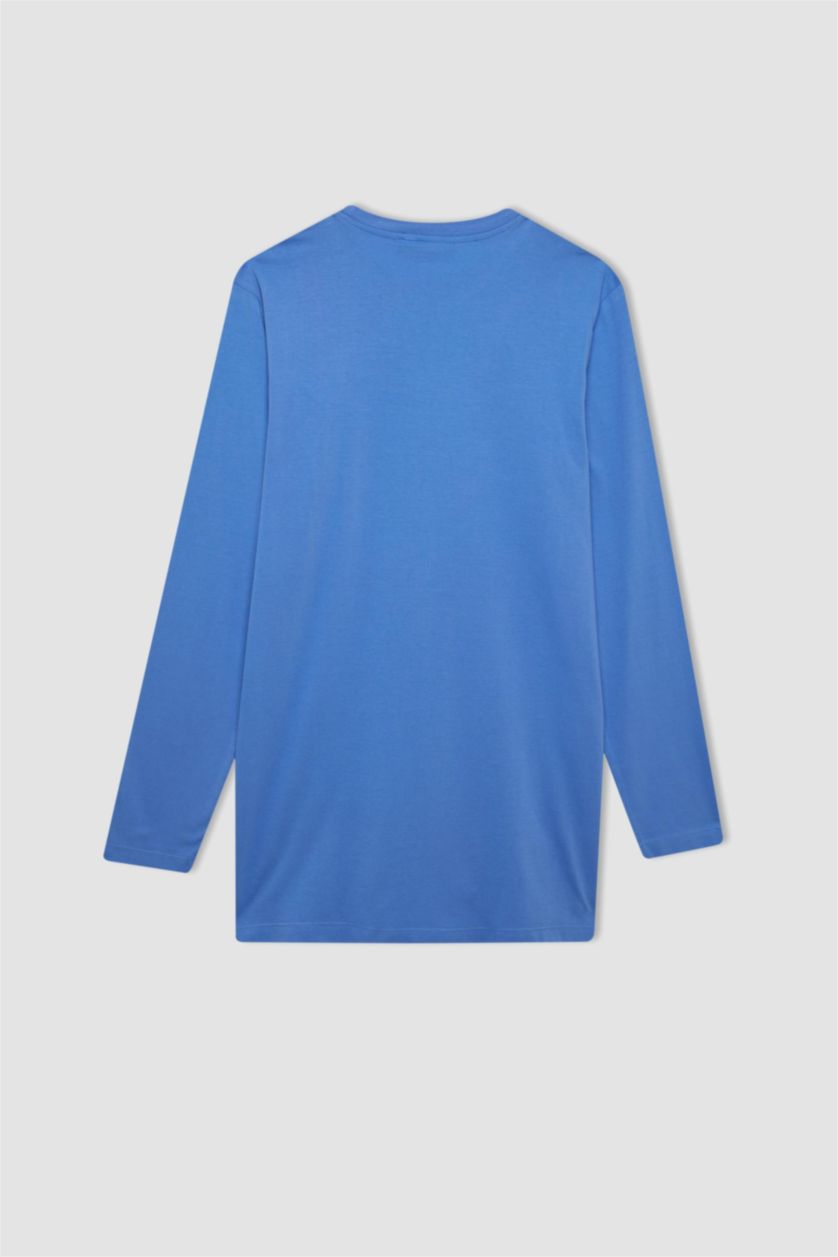 WOMAN Blue Regular Fit Cotton Long Sleeve Tunic