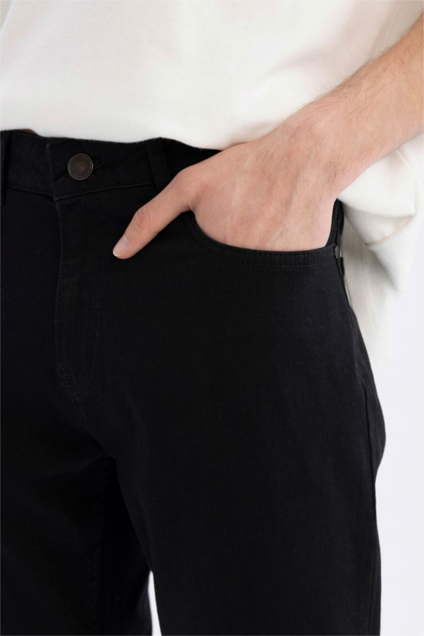 HOMME Noir Pantalon Jean Droit Taille Haute à Coupe Confortable et Jambes Larges
