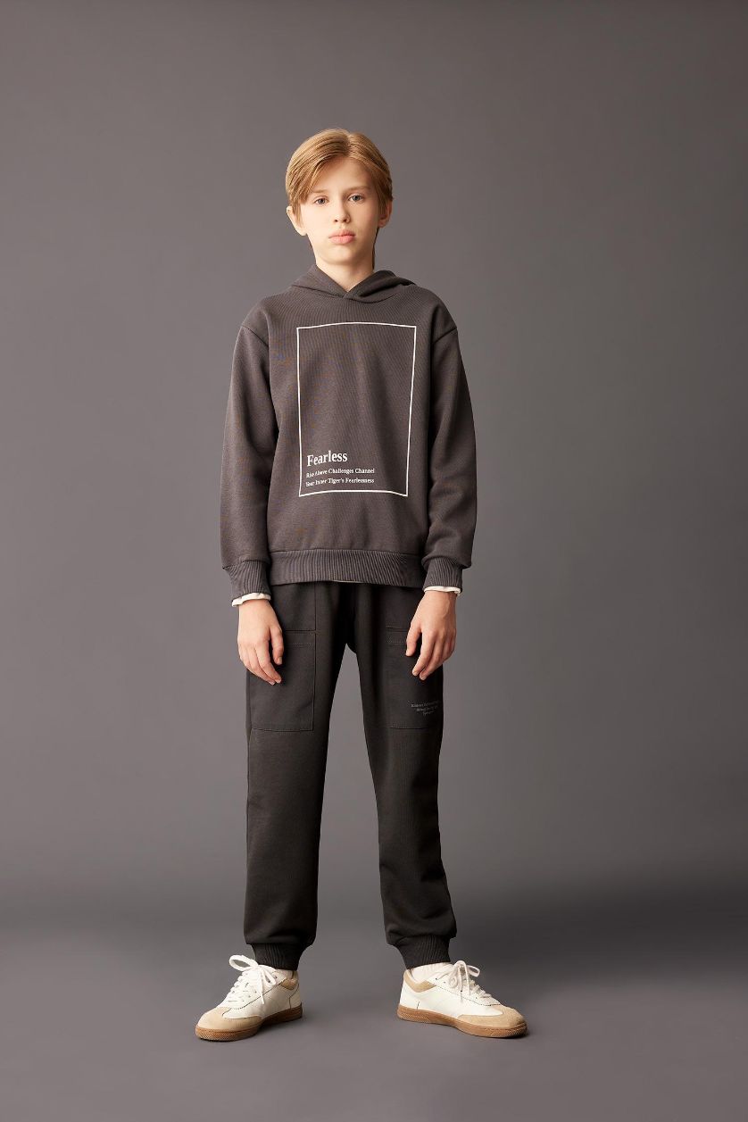 أولاد أنثرا غامق سروال سويت بانتس جوجر ولادي ثقيل قصة عادية ورجل مطاطي