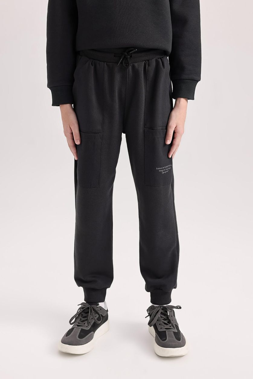 أولاد أنثرا غامق سروال سويت بانتس جوجر ولادي ثقيل قصة عادية ورجل مطاطي