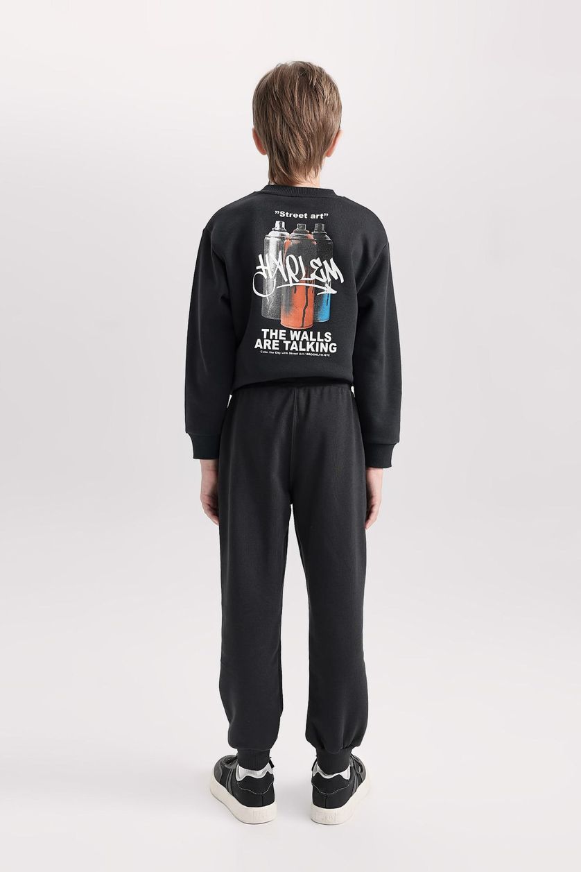 أولاد أنثرا غامق سروال سويت بانتس جوجر ولادي ثقيل قصة عادية ورجل مطاطي