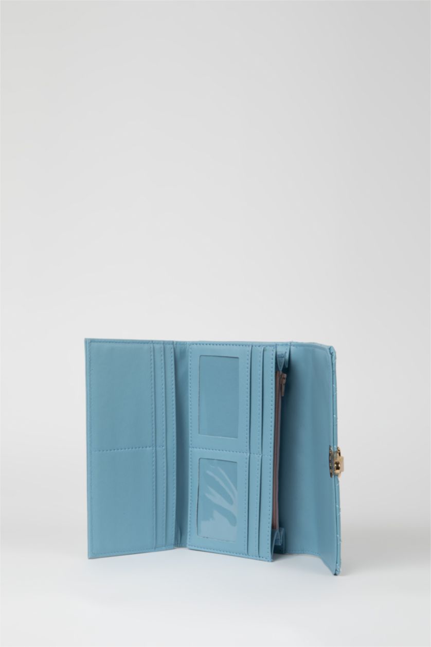 نساء أزرق محفظة نسائي جلد صناعي مبطن