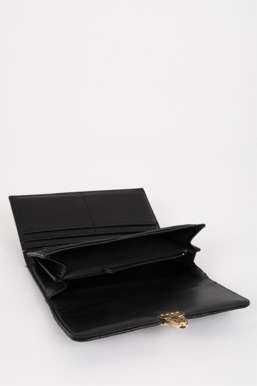 نساء أسود محفظة نسائي جلد صناعي مبطن