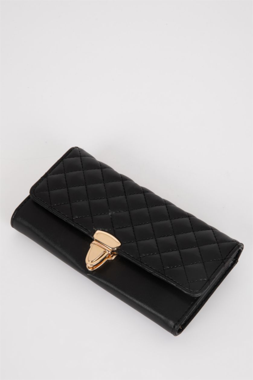 نساء أسود محفظة نسائي جلد صناعي مبطن