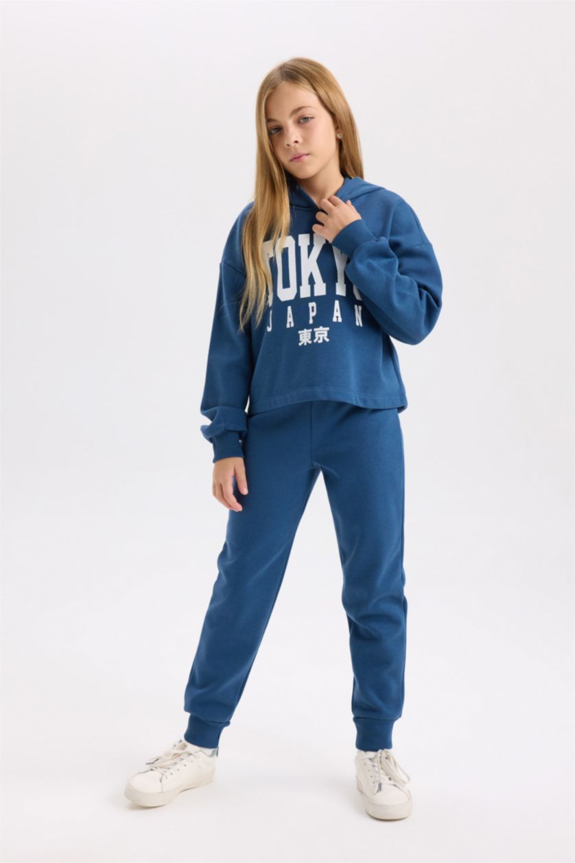 GIRLS & TEENS Indigo Girl Printed Thick Sweatshirt Jogger Sweatpants 2 Piece Set
