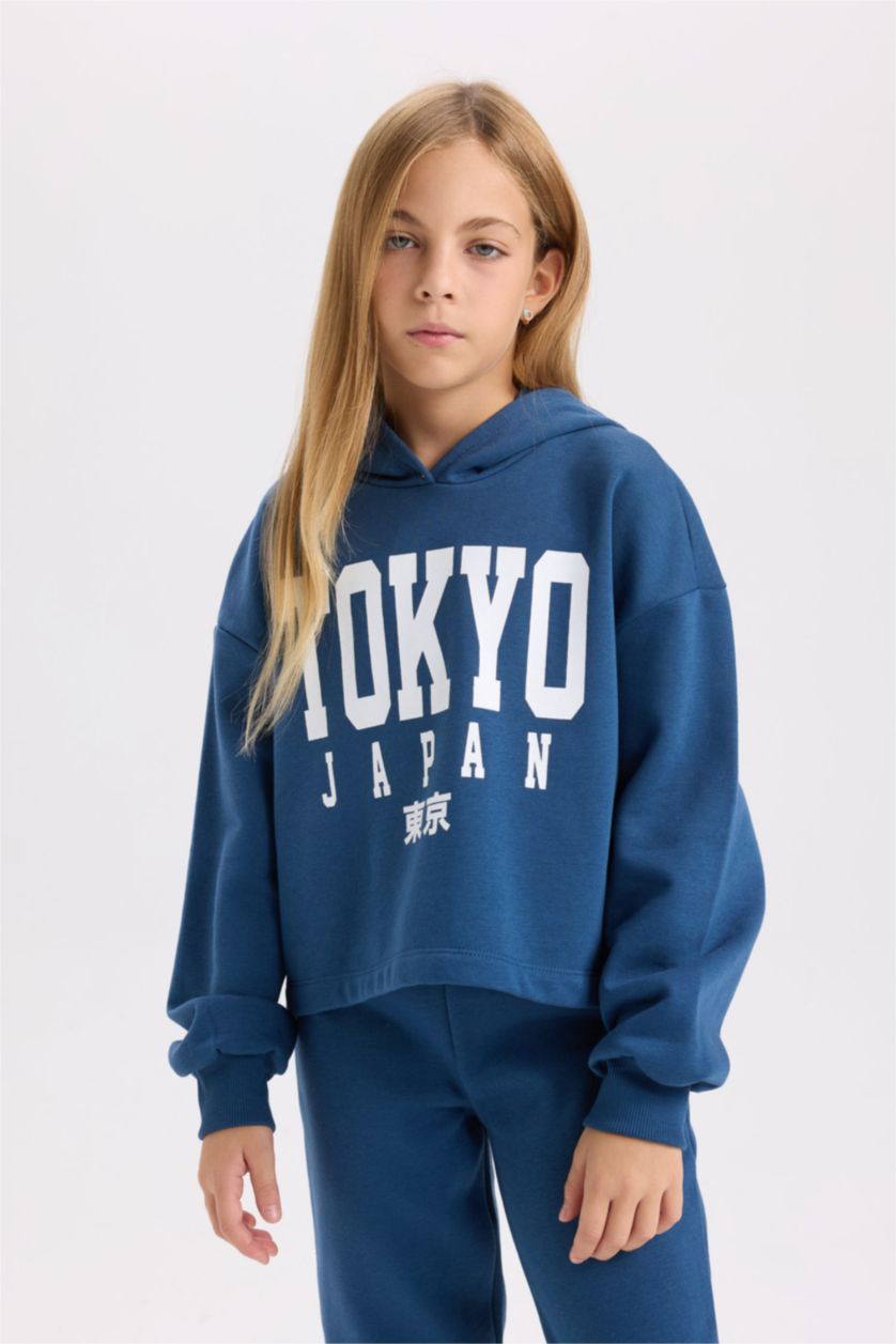 GIRLS & TEENS Indigo Girl Printed Thick Sweatshirt Jogger Sweatpants 2 Piece Set