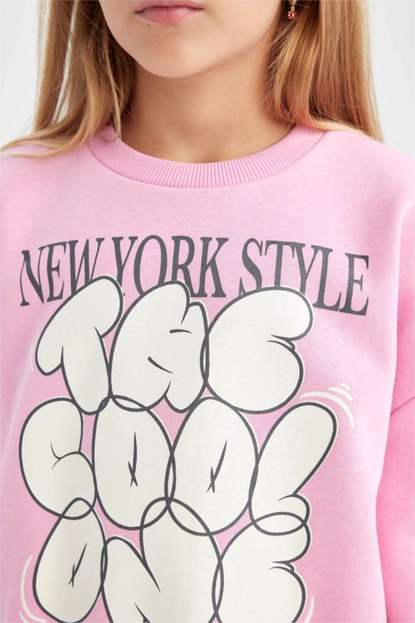 GIRLS & TEENS Pink Girl Printed Thick Jogger Sweatpants 2 Piece Set