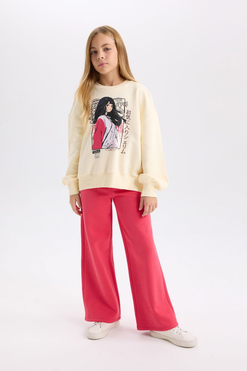 بناتي أصفر فاتح طقم بناتي سويت شيرت وسويت بانتس - قطعتين