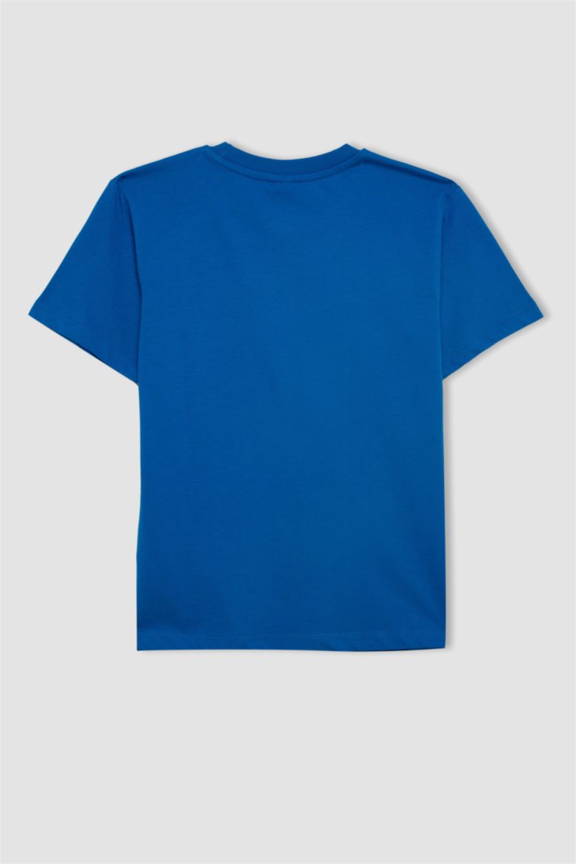 أولاد أزرق فاقع تيشيرت ولادي نص ردن مطبوع قصة عادية