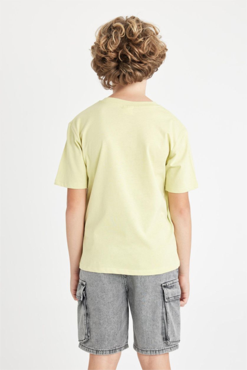 Boys & Teens Light Green Boy Crew Neck Printed Short Sleeve T-Shirt