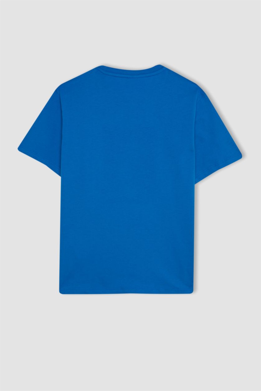 Erkek Çocuk - Genç Erkek Saks Erkek Çocuk Bisiklet Yaka Baskılı Kısa Kollu Tişört