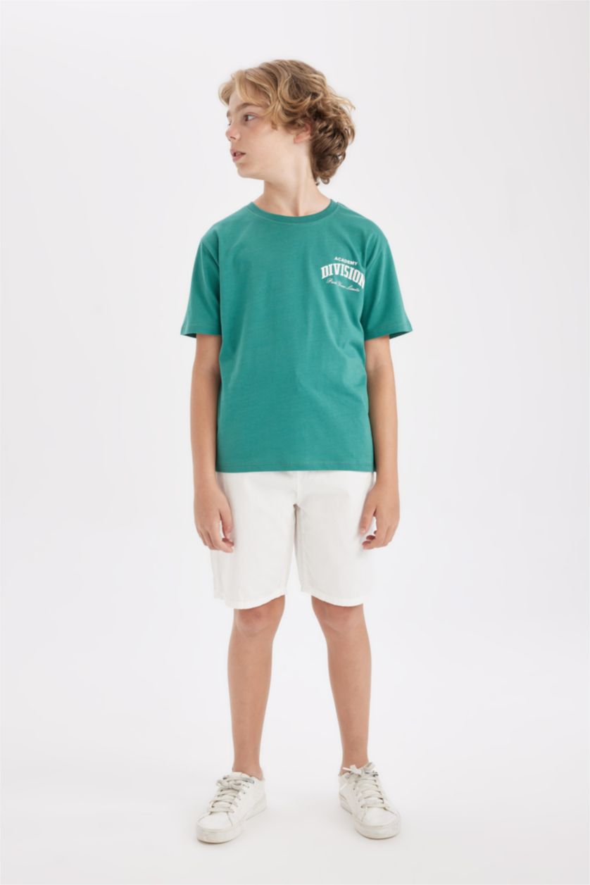 Boys & Teens Green Boy Oversize Fit Printed Short Sleeve T-Shirt