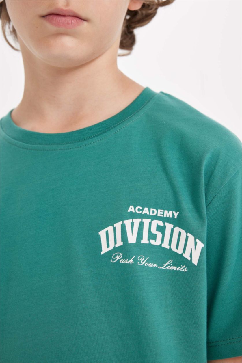 Boys & Teens Green Boy Oversize Fit Printed Short Sleeve T-Shirt