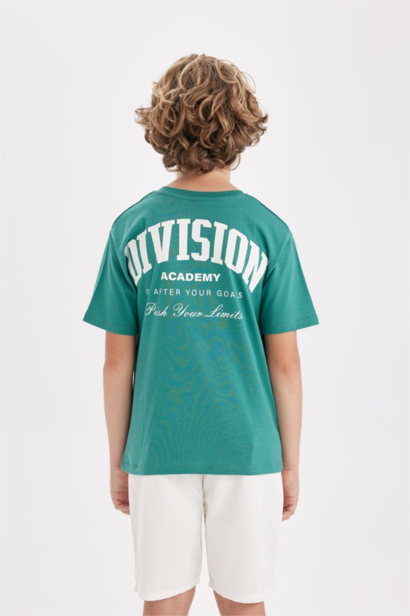 Boys & Teens Green Boy Oversize Fit Printed Short Sleeve T-Shirt
