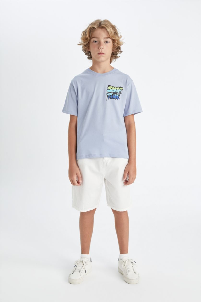 GARÇONS Violet Clair T-Shirt À Manches Courtes Imprimé à Col Rond pour Garçon