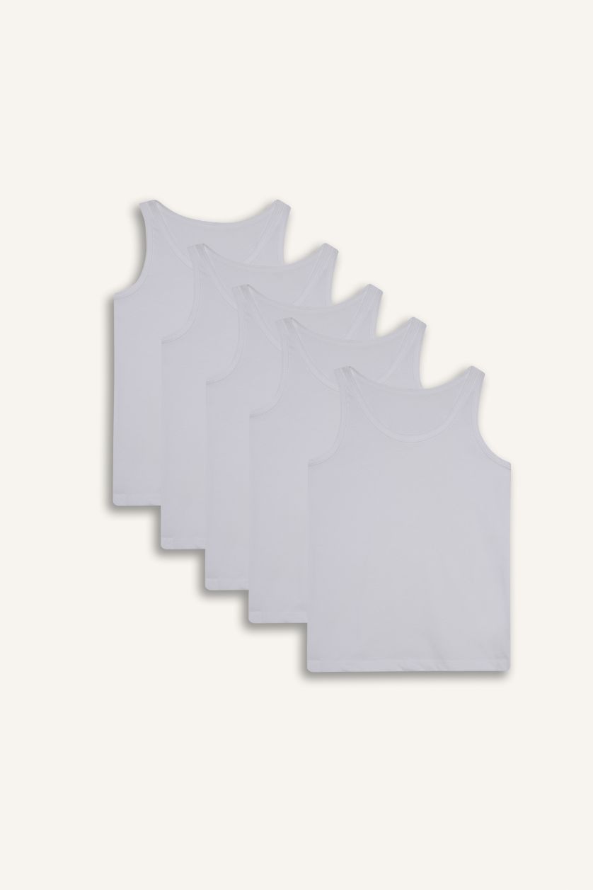 BOYS & TEENS White Boy 5 Piece Undershirt Tank Top