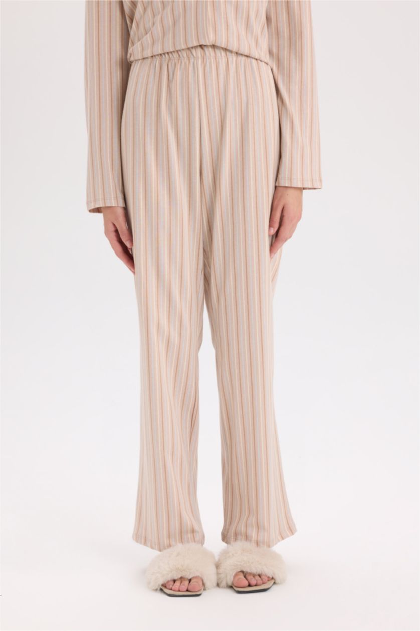 WOMAN Beige Fall in Love Buttoned Top Bottom 2 Piece Pajama Set