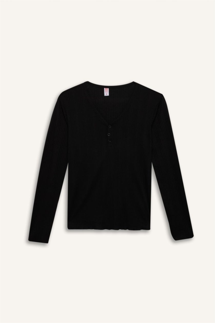 WOMAN Black Fall in Love V Neck Top Wide Leg Bottom 2 Piece Pajama Set