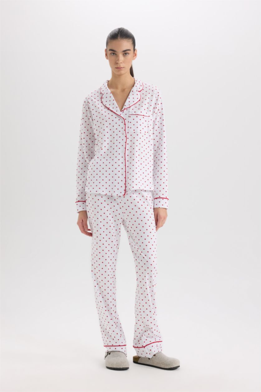 WOMAN Ecru Fall in Love Christmas Themed 2 Piece Pajama Set