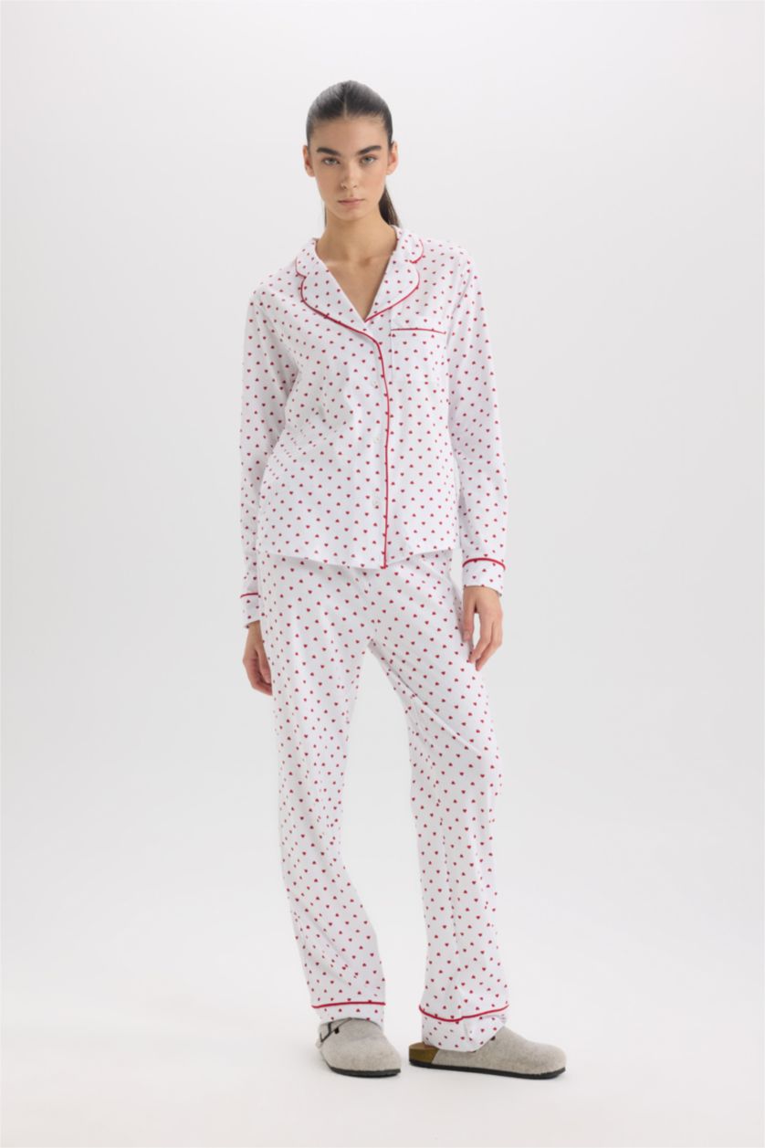 WOMAN Ecru Fall in Love Christmas Themed 2 Piece Pajama Set