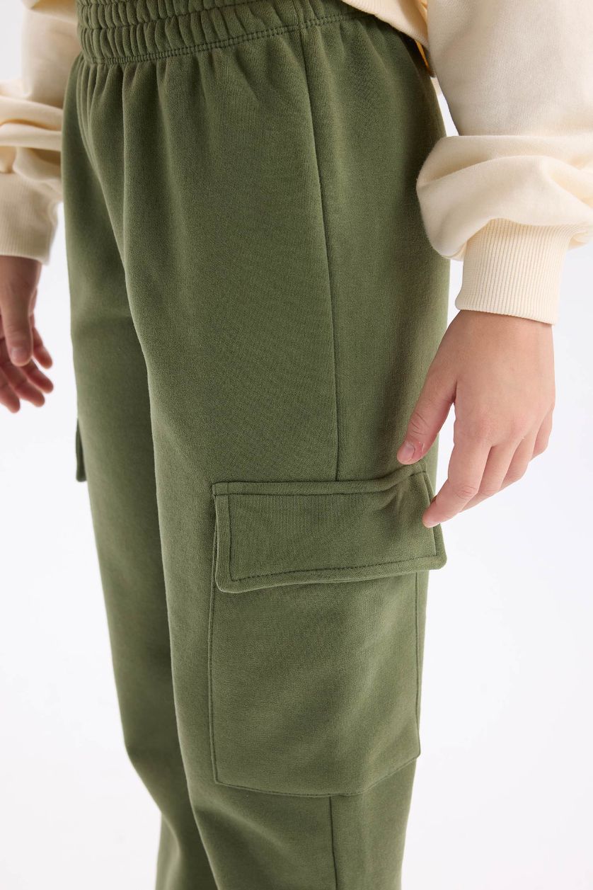 بناتي كاكي بنطلون بناتي سويت بانتس كارجو بجيب بأستك من تحت كاكي