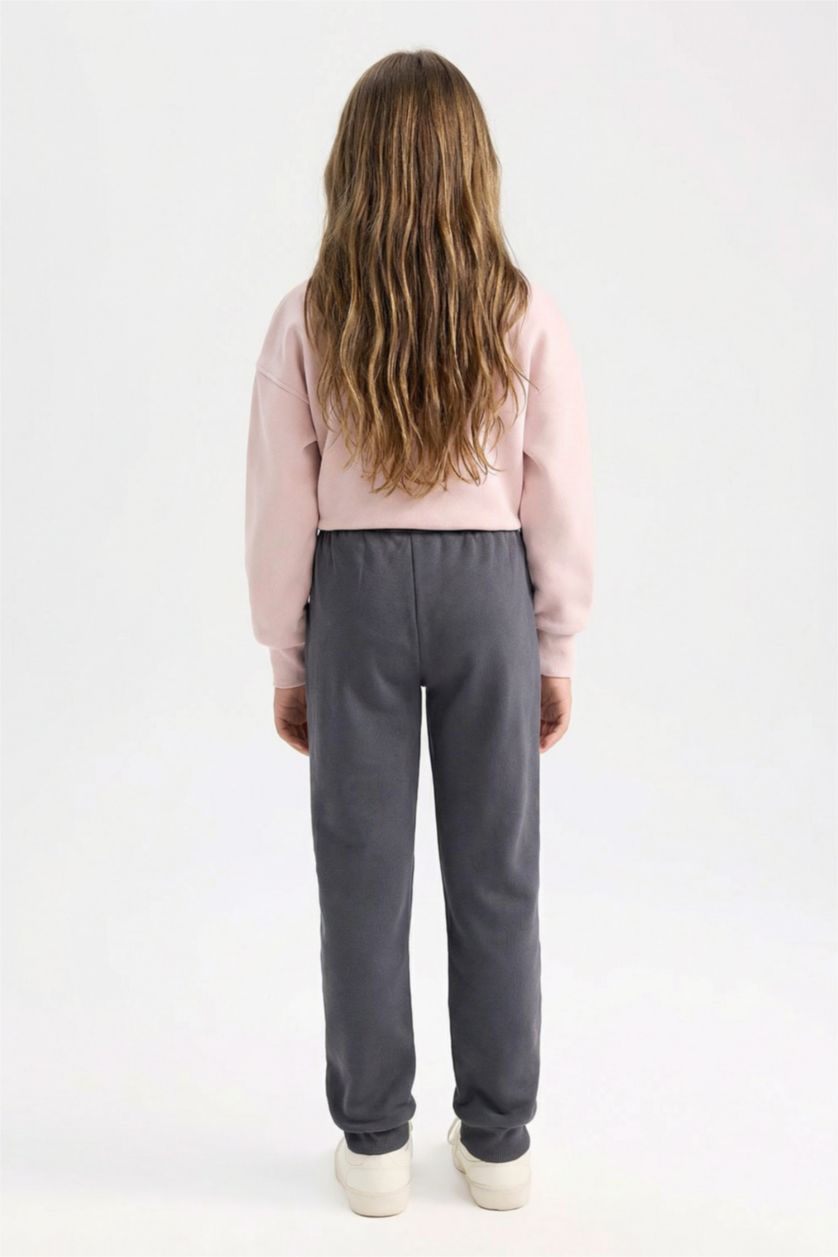 Kız Çocuk - Genç Kız Antrasit Kız Çocuk Beli Paçası Lastikli Baskılı Jogger Eşofman Altı