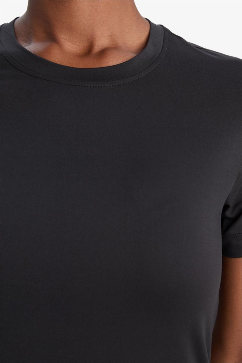 WOMAN Black DeFactoFit Standard Fit Sports Basic Black T-Shirt