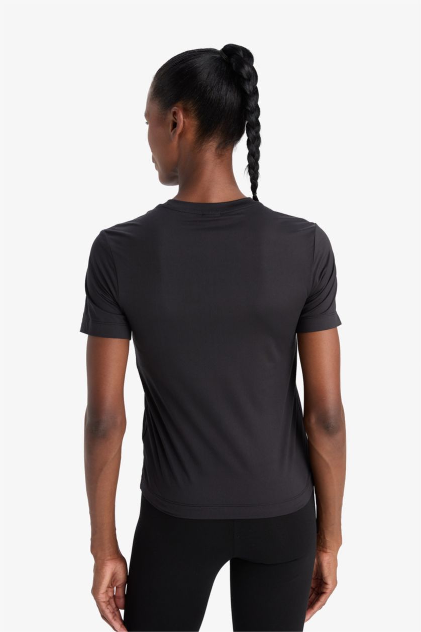WOMAN Black DeFactoFit Standard Fit Sports Basic Black T-Shirt