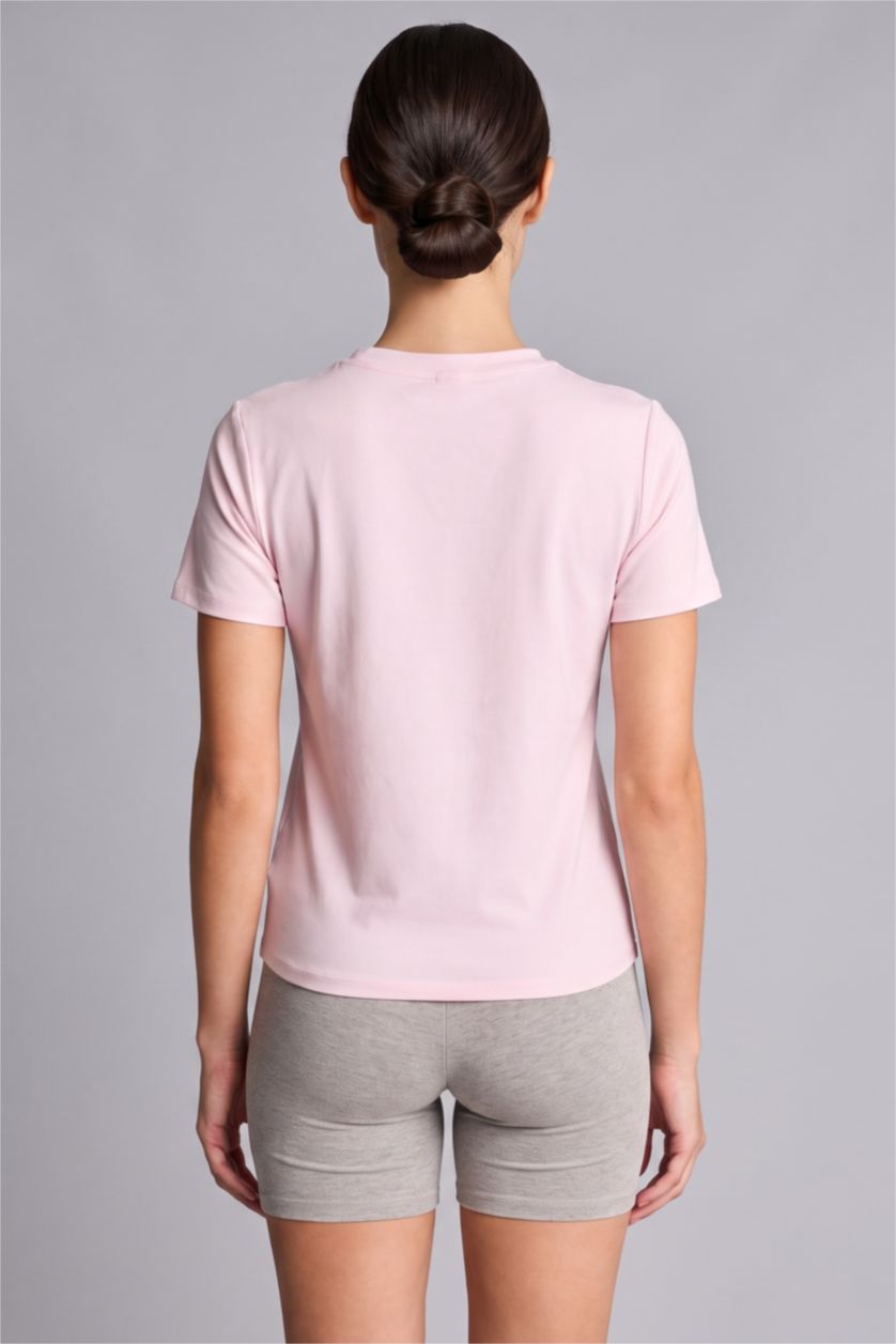 Women Light Pink Standard Fit Short Sleeve T-Shirt
