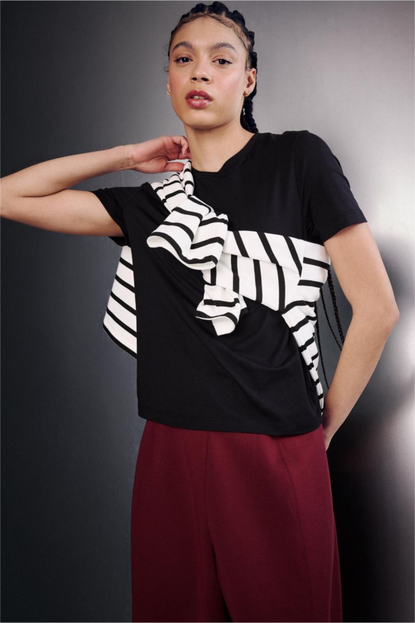 FEMME Noir T-shirt de sport basique à col rond Coupe standard de DeFactoFit