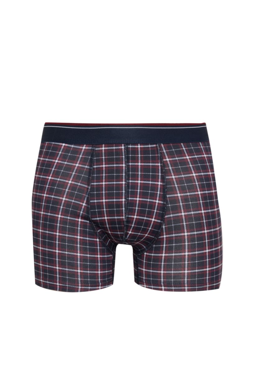 Erkek Lacivert Regular Fit Kareli 3'lü Boxer