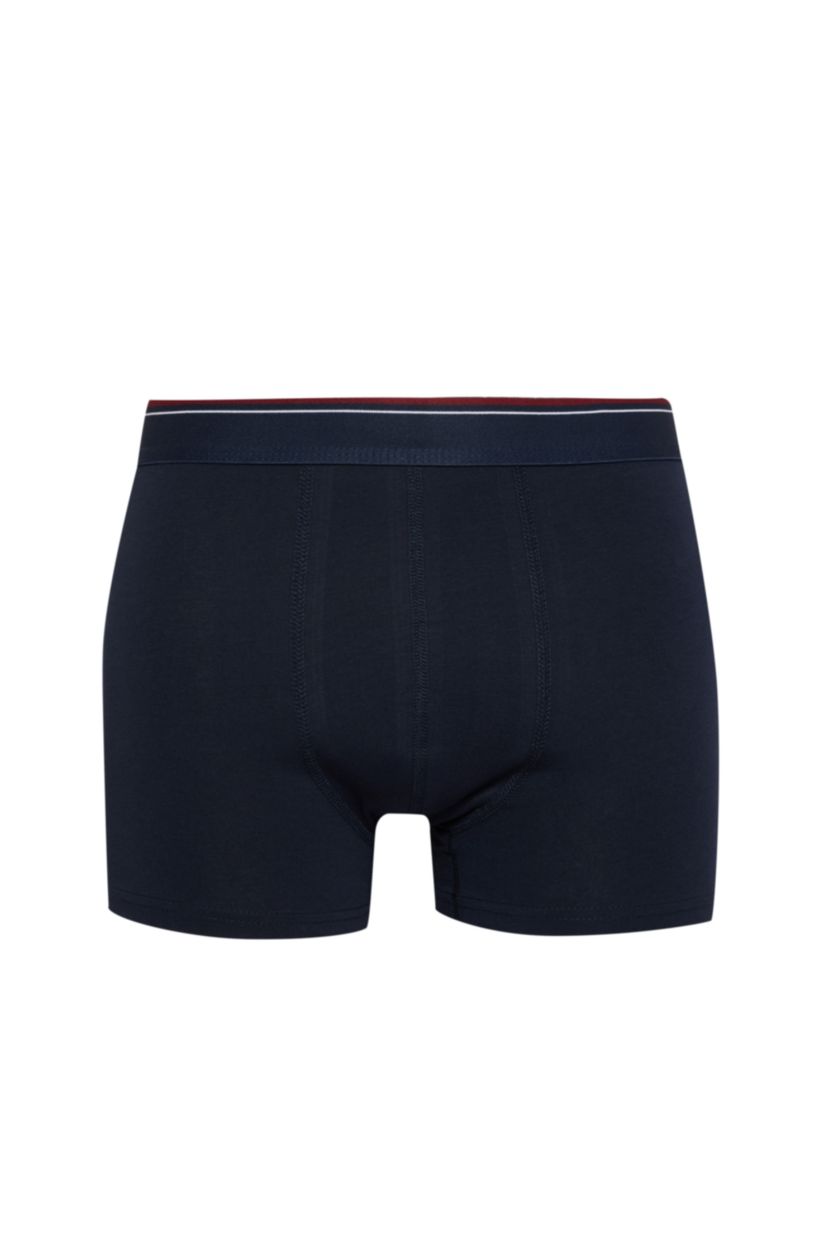 Erkek Lacivert Regular Fit Kareli 3'lü Boxer