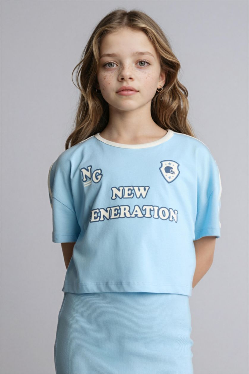 بناتي أزرق فستان بناتي مضلع - قطعتين