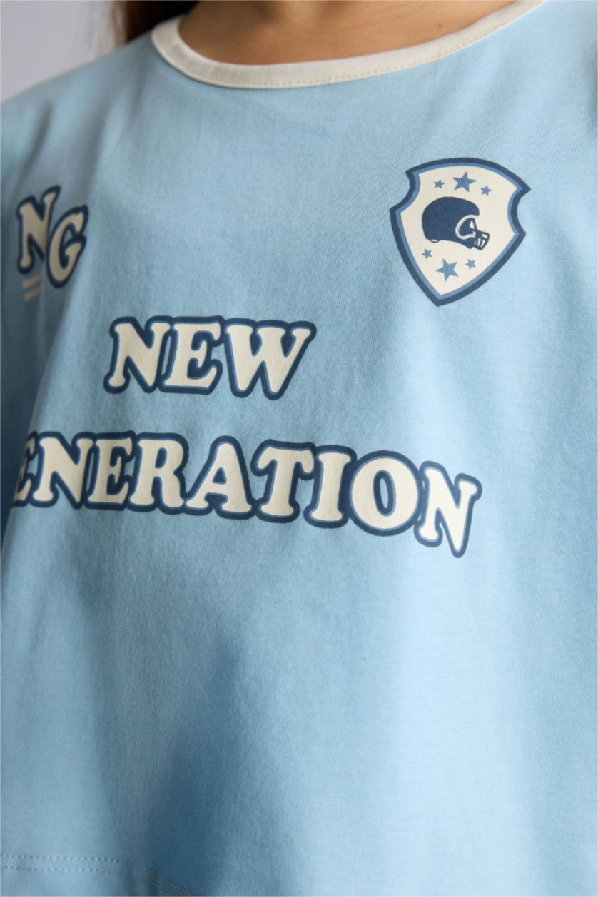 بناتي أزرق فستان بناتي مضلع - قطعتين