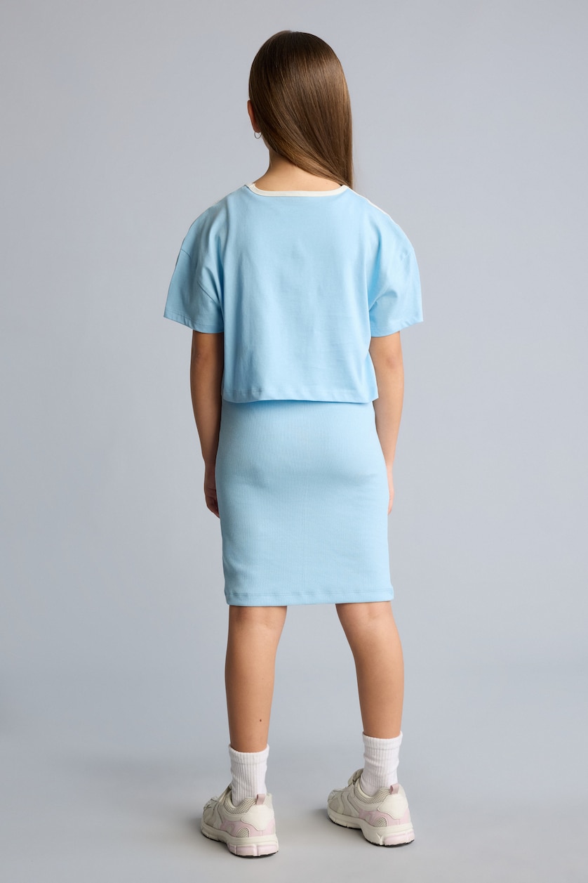 Girls & Teens Blue Girl Ribbed Camisole 2 Piece Dress