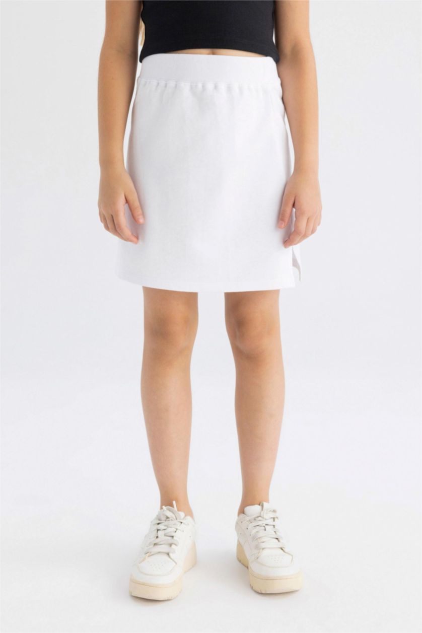 GIRLS & TEENS White Girl Thin Sweatshirt Fabric Regular Fit Knitted Skirt