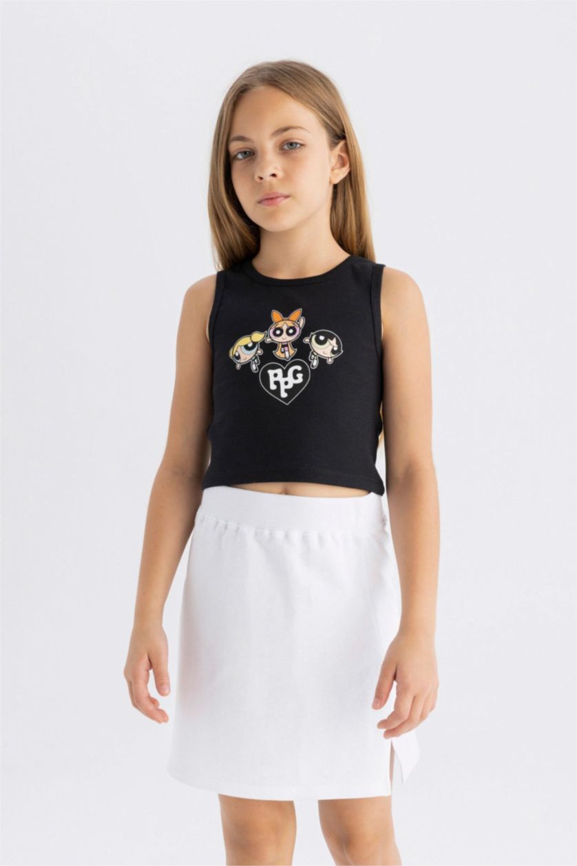 GIRLS & TEENS White Girl Thin Sweatshirt Fabric Regular Fit Knitted Skirt