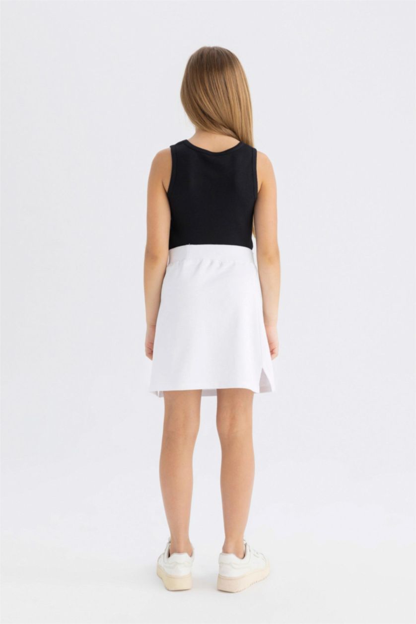 GIRLS & TEENS White Girl Thin Sweatshirt Fabric Regular Fit Knitted Skirt