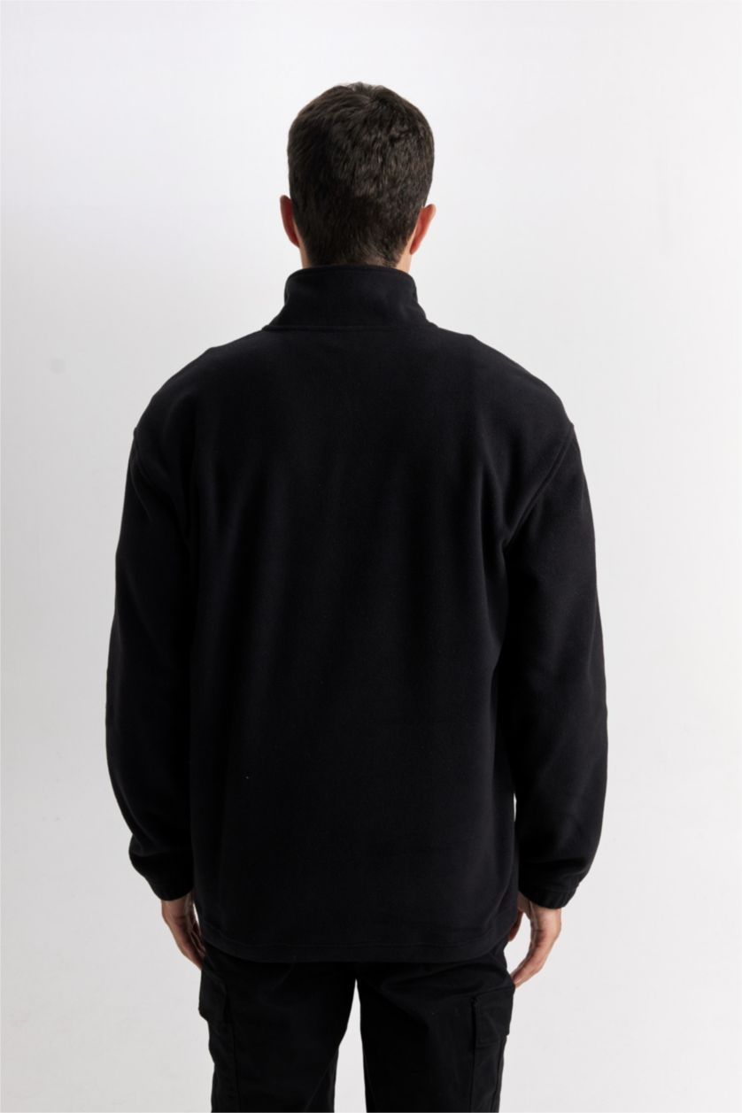 رجال أسود سويت شيرت قصة مريحة بياخة عالية