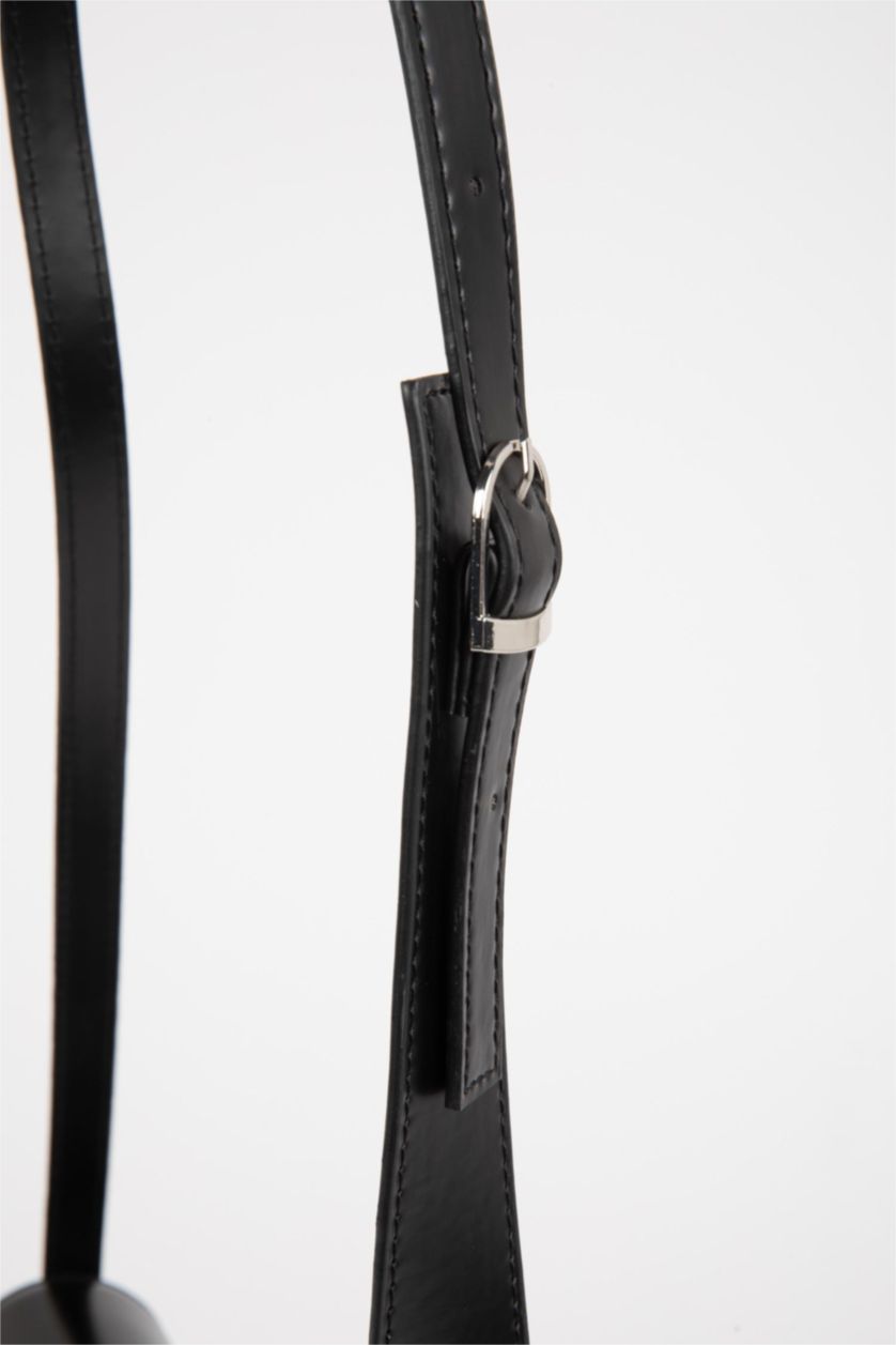 Women Black Faux Leather Crossbody Bag