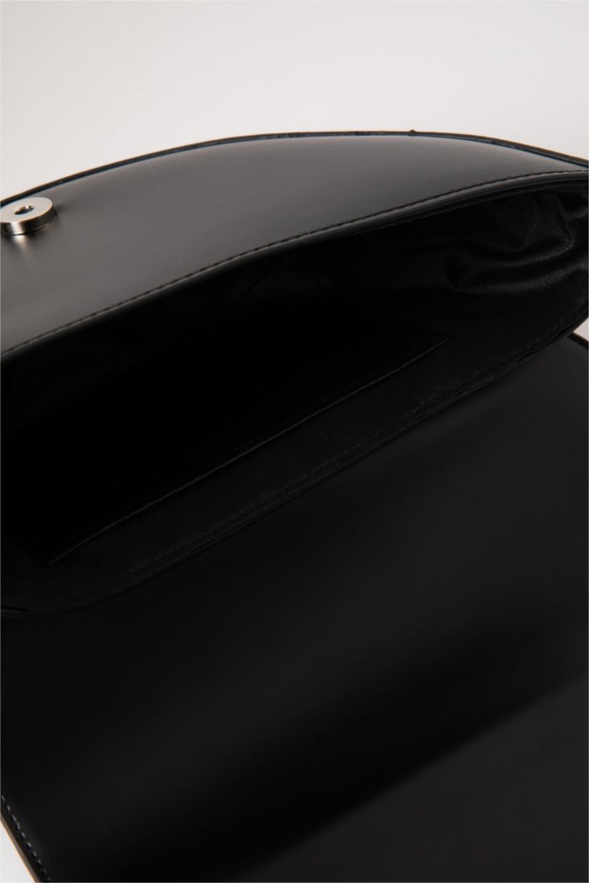 Women Black Faux Leather Crossbody Bag