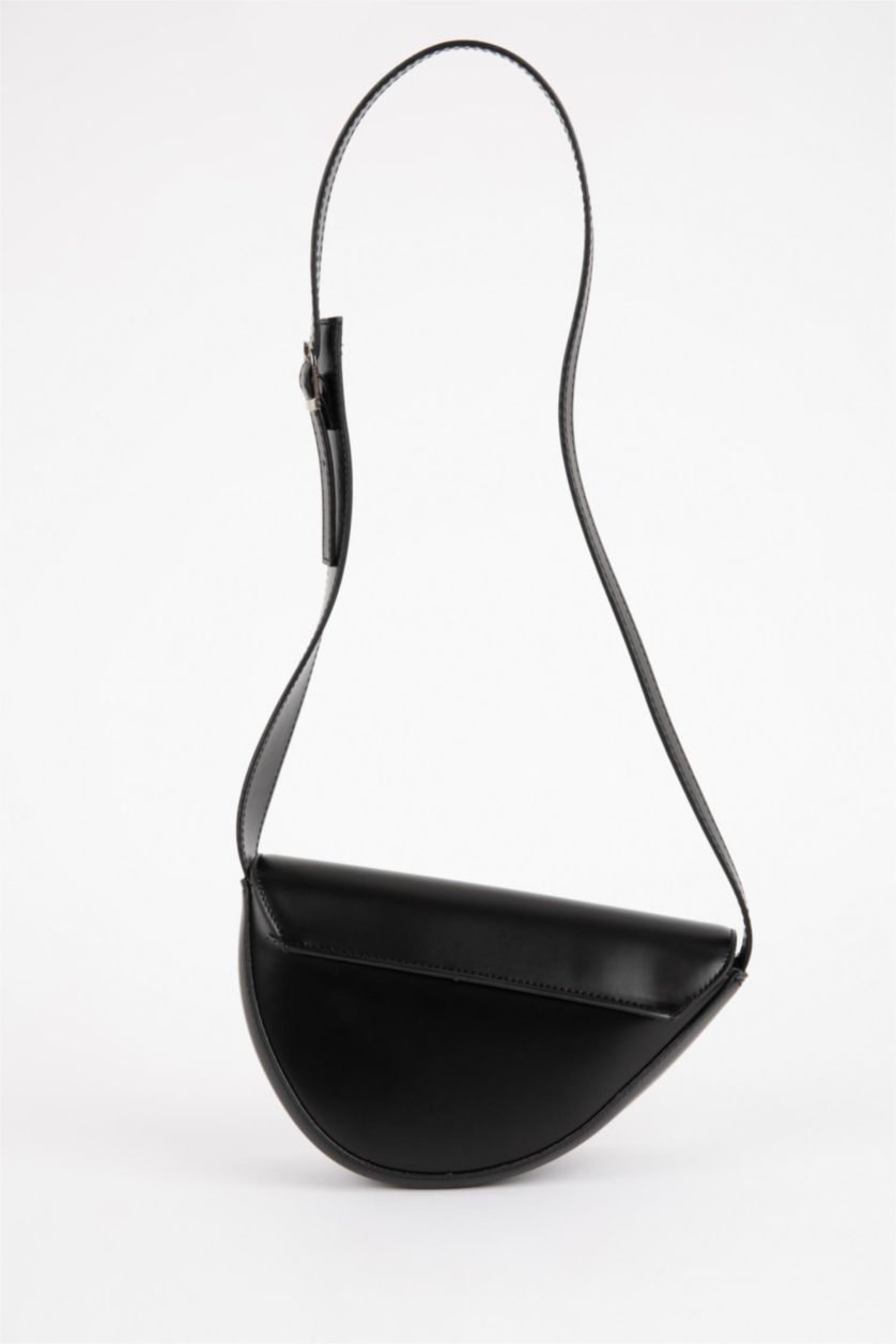 Women Black Faux Leather Crossbody Bag