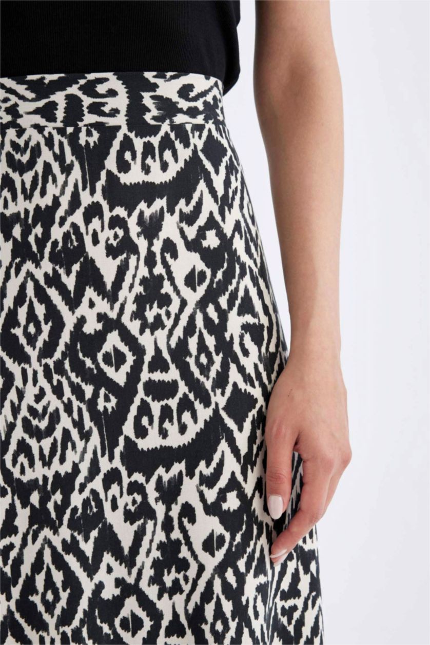 FEMME Noir Jupe Longue en Viscose à Motifs