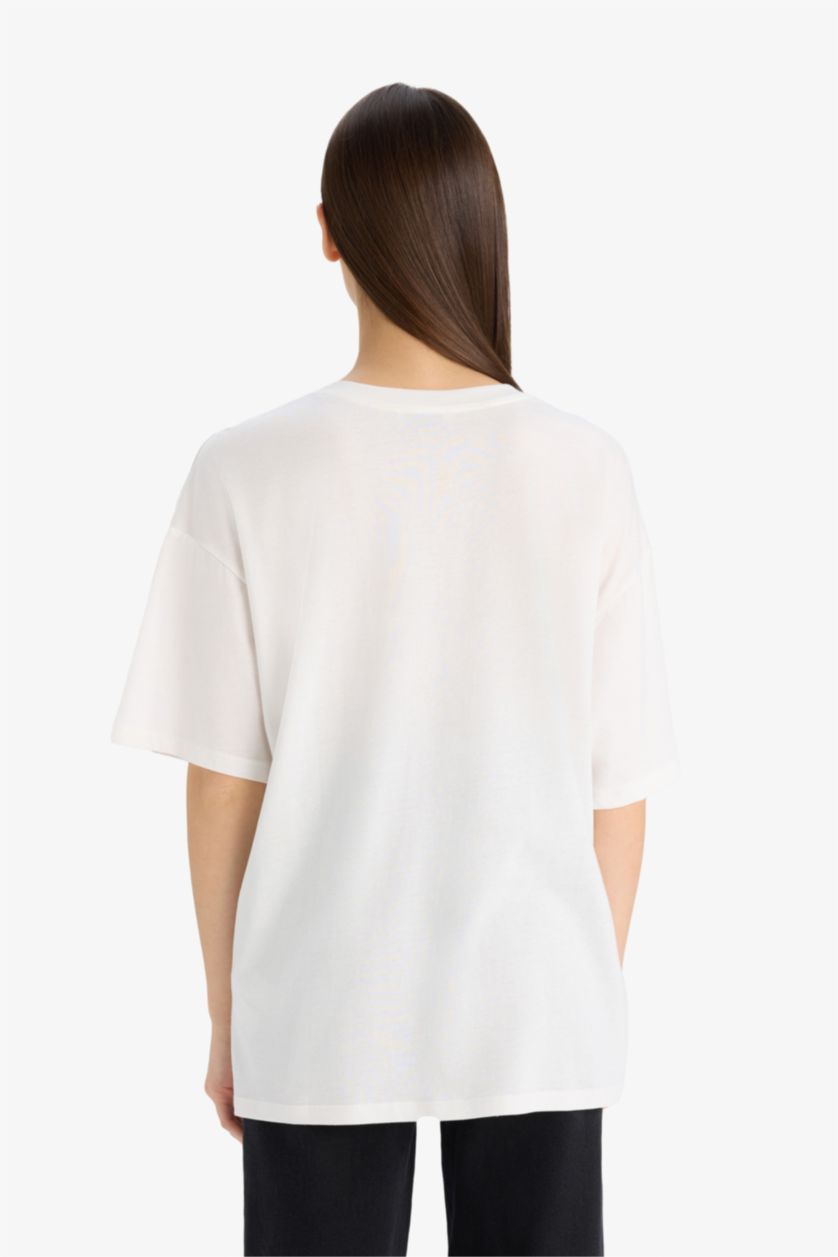 Kadın Antrasit Oversize Fit Bisiklet Yaka Yıkamalı 2'li Basic Kısa Kollu Tişört