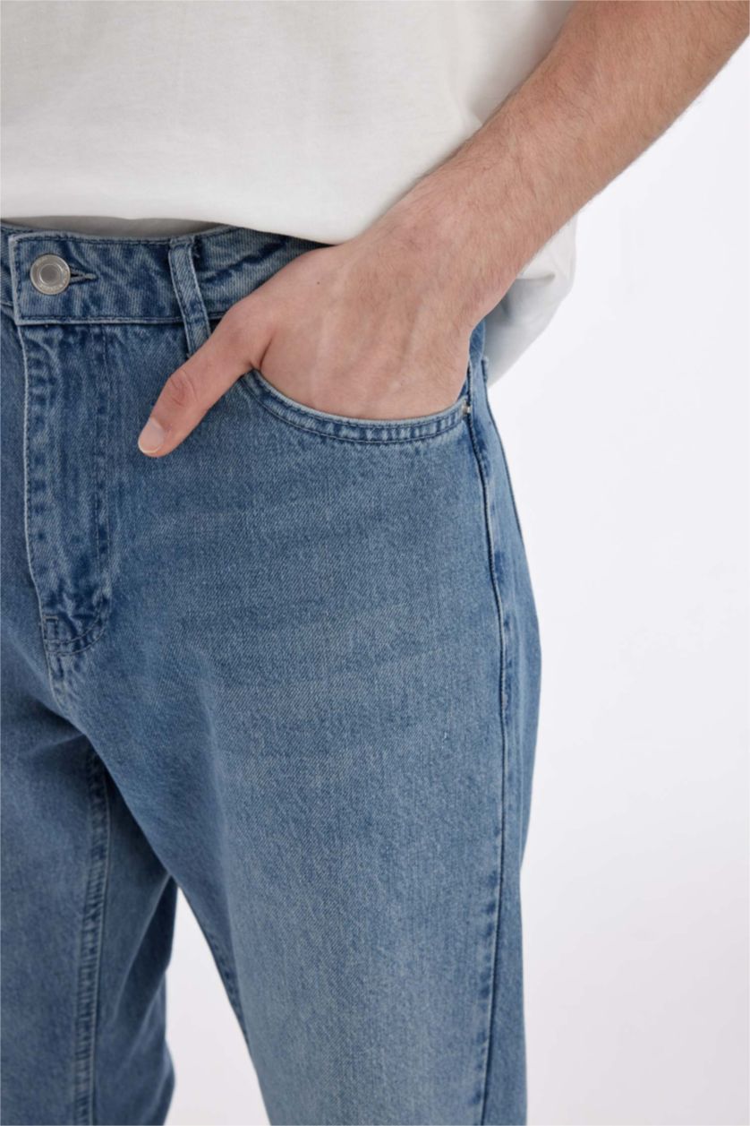 Man Blue Grey Slim Fit Skinny Washed Jeans