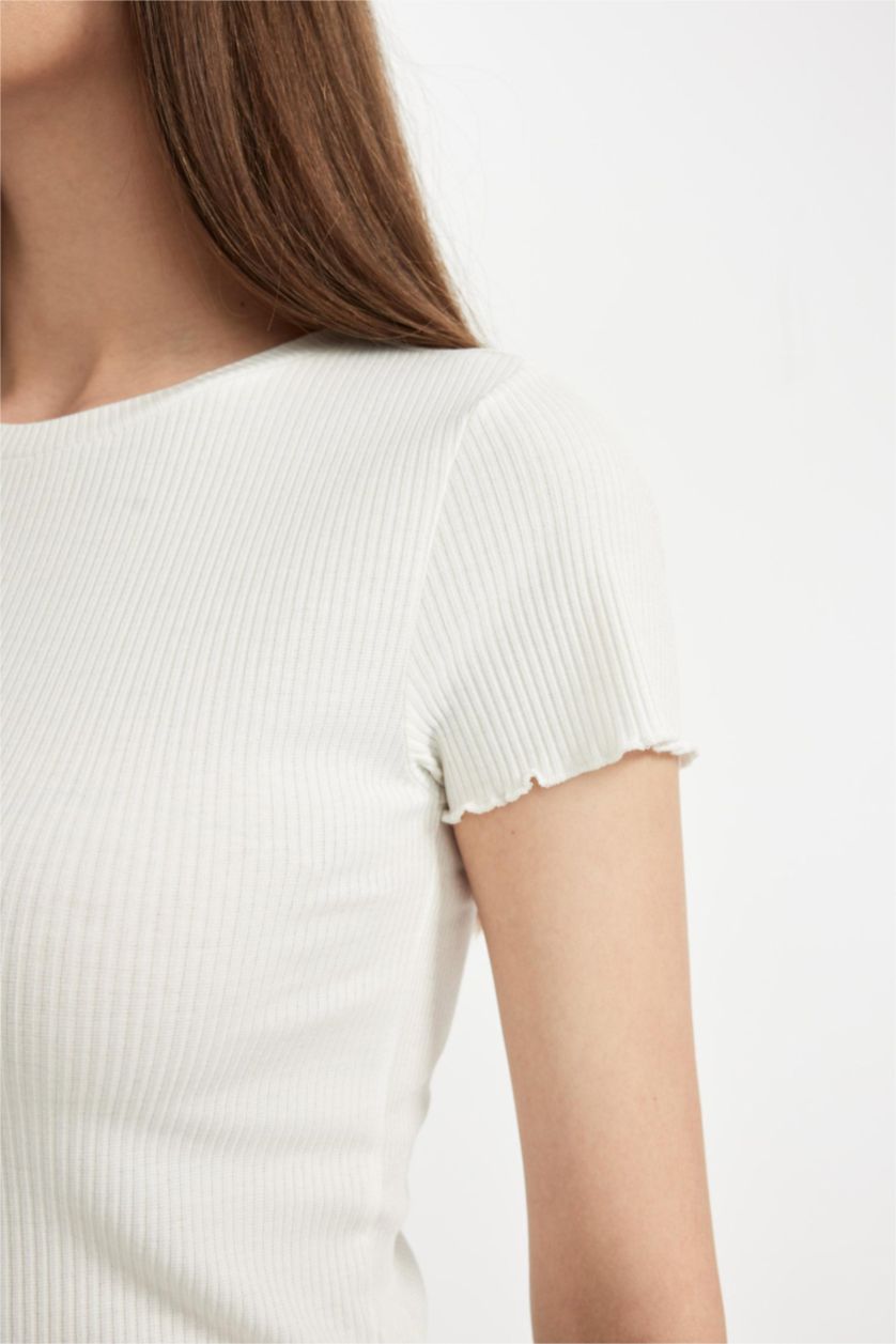 نساء اوف وايت طقم 2 تيشيرت أساسي نص كم برقبة مستديرة قصة سليم