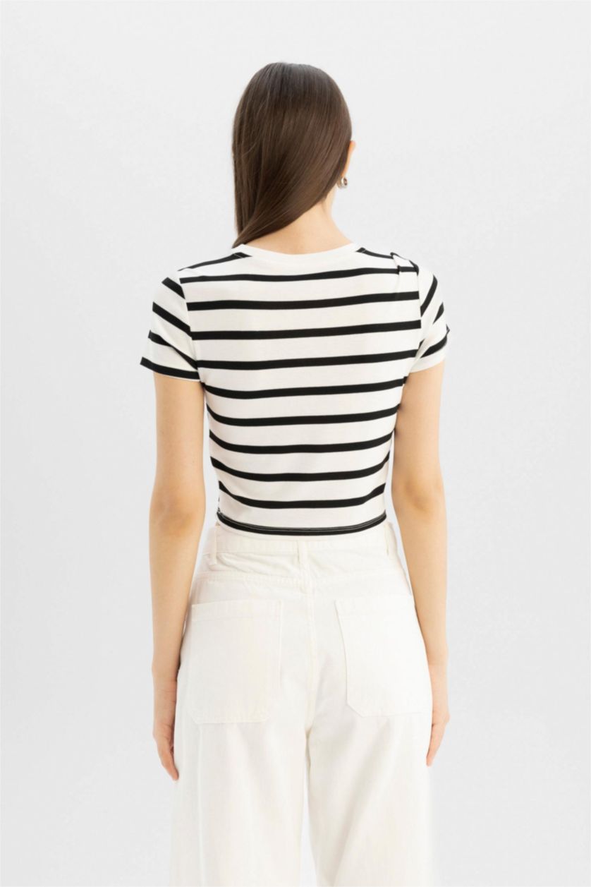 WOMAN White 2 Piece Slim Fit Ribana Short Sleeve T-Shirt