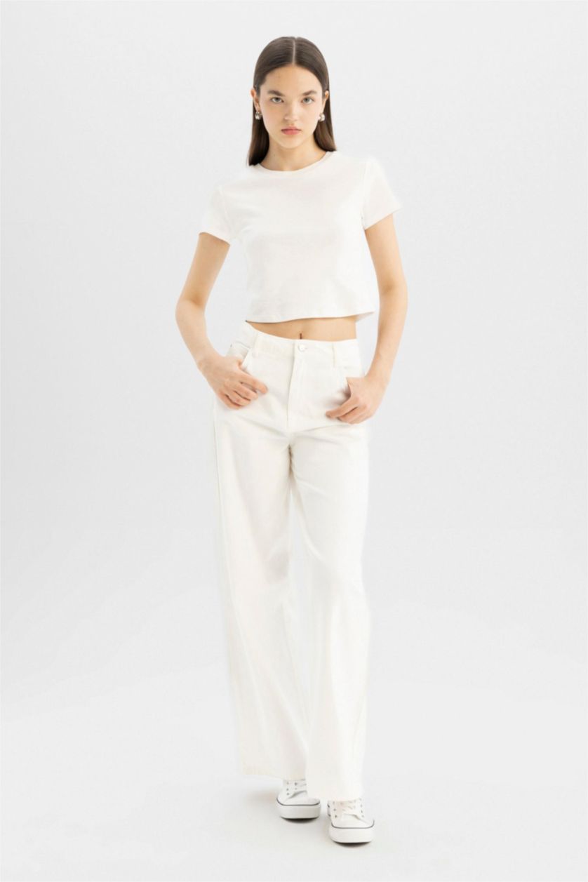 WOMAN White 2 Piece Slim Fit Ribana Short Sleeve T-Shirt